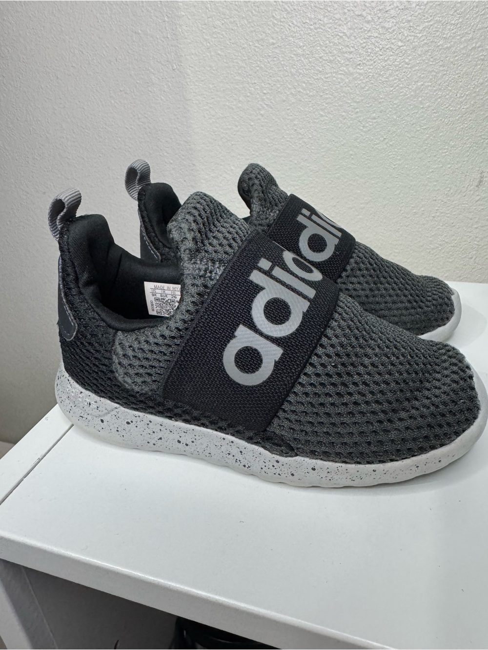 Adidas Kids Slip-On Mesh Sneakers in Charcoal Gray 9T